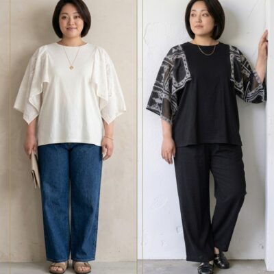 シンプルでおしゃれ ― 3Lからの袖デザインで叶える、さりげない二の腕カバーのイメージ画像