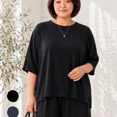 軽く、ラクに、きちんと。大人の毎日に頼れる五分袖ブラウス👚３L～６Lのイメージ画像