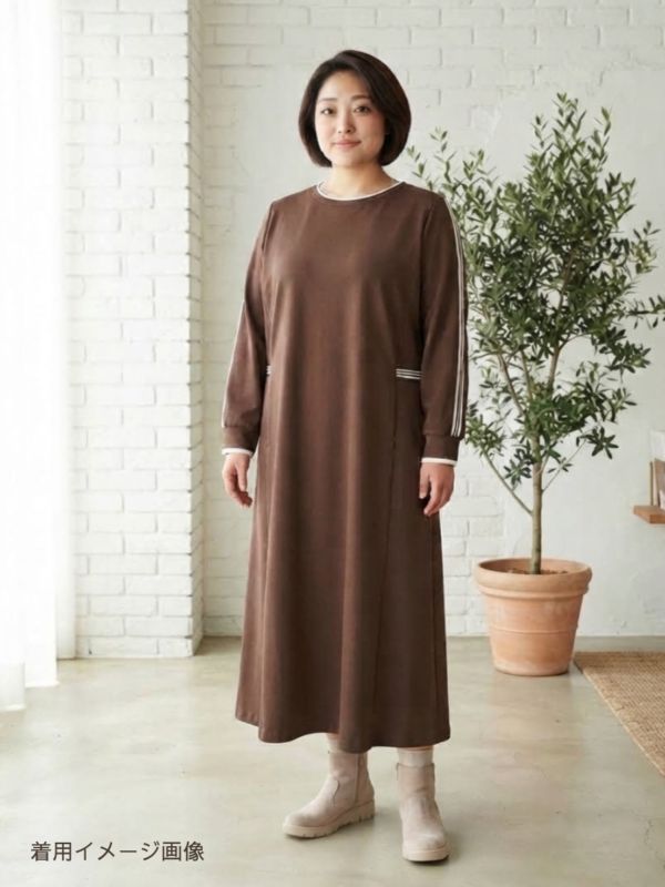 ラインテープ一つで、印象が変わる│4L〜7Lのすっきりおしゃれワンピース👗のイメージ画像